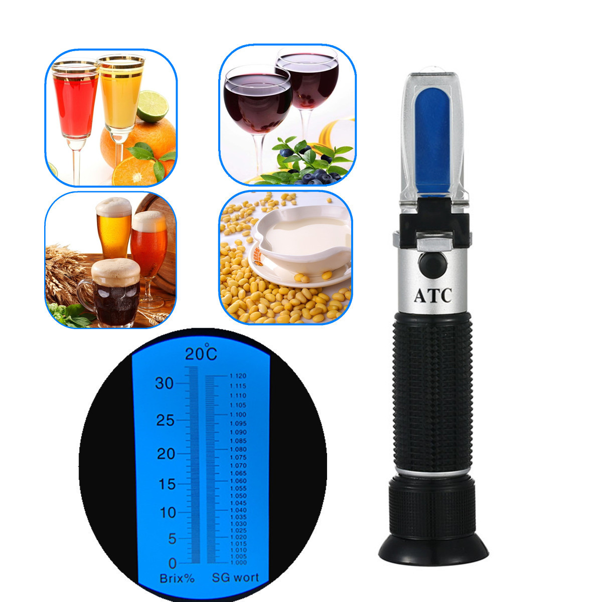 Refractometer Salinity - Refractómetro 0-32% Brix cerveza mosto SG