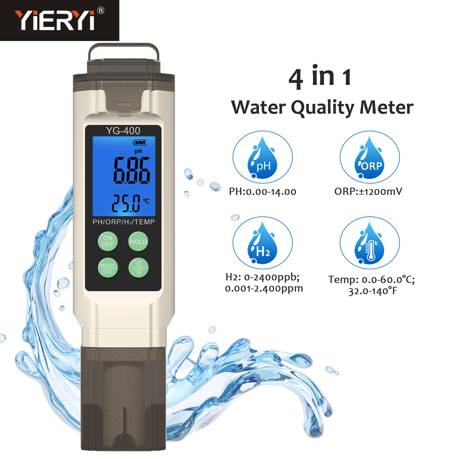 Marine Aquarium Water Analyzer - Yieryi 4 en 1 medidor Digital